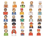 coloured men avatars design vector